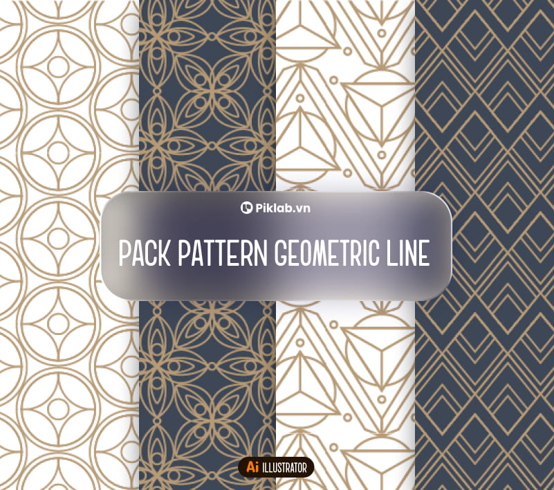 Pack Patterns Geometric Line, Bộ Pattern Hình Học Đẹp Cho Thiết Kế, Họa Tiết Vòng Tròn Và Kim Cương, Hoa  4 Cánh Đối Xứng, Hình Khối 3D, Kim Cương Xếp Chồng